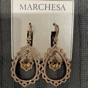 Marchesa Rose Gold and Crystal Teardrop Earrings